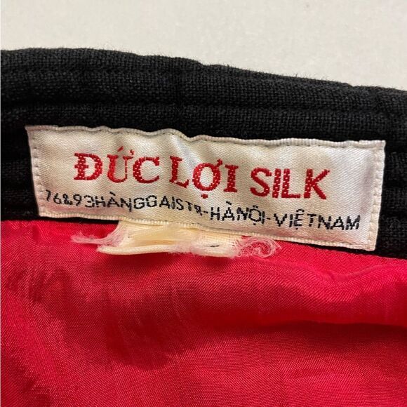 VINTAGE Duc Loi Silk Linen All Over Butterfly Linen Jacket Women Medium Black - Picture 10 of 11